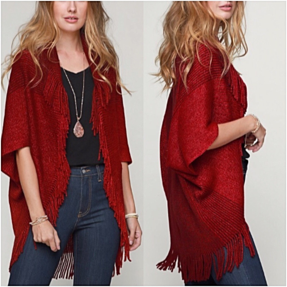 Goddess Fringe Cardi Sweater Wrap O/S